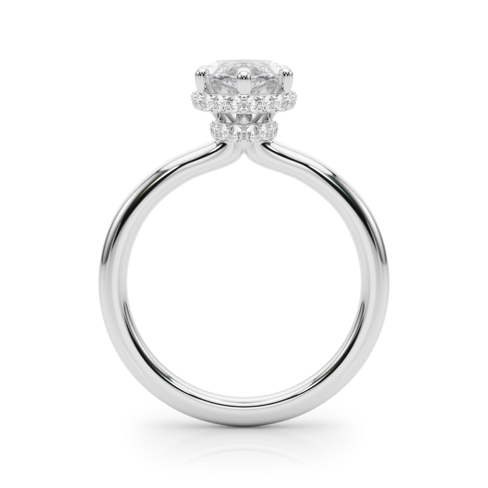 3.00 Carat Marquise Lab-Grown Diamond Double Hidden Halo Engagement Ring in 14K Gold