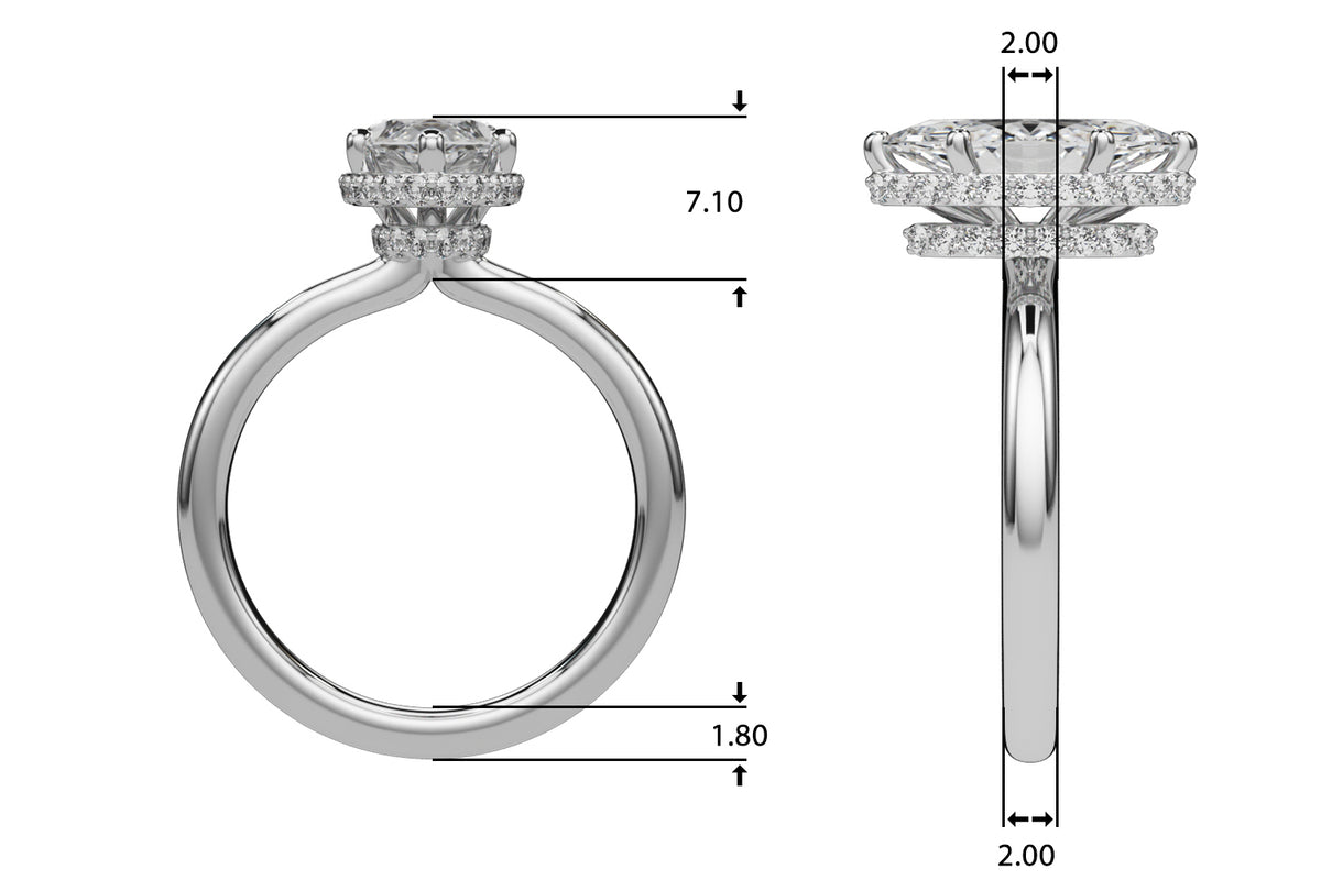 3.00 Carat Marquise Lab-Grown Diamond Double Hidden Halo Engagement Ring in 14K Gold