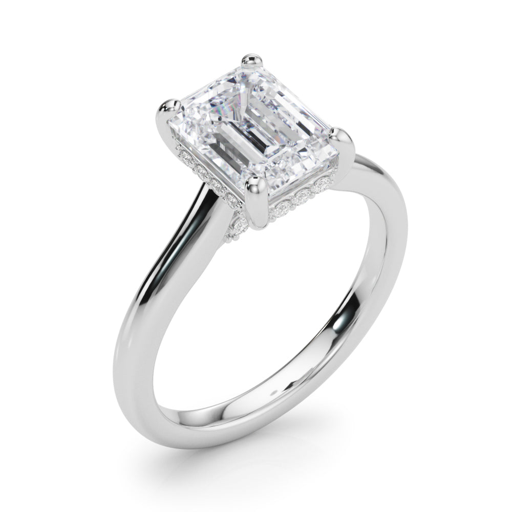4.00 Carat Emerald Cut Lab-Grown Diamond Hidden Halo Engagement Ring in 14K Gold – IGI Certified