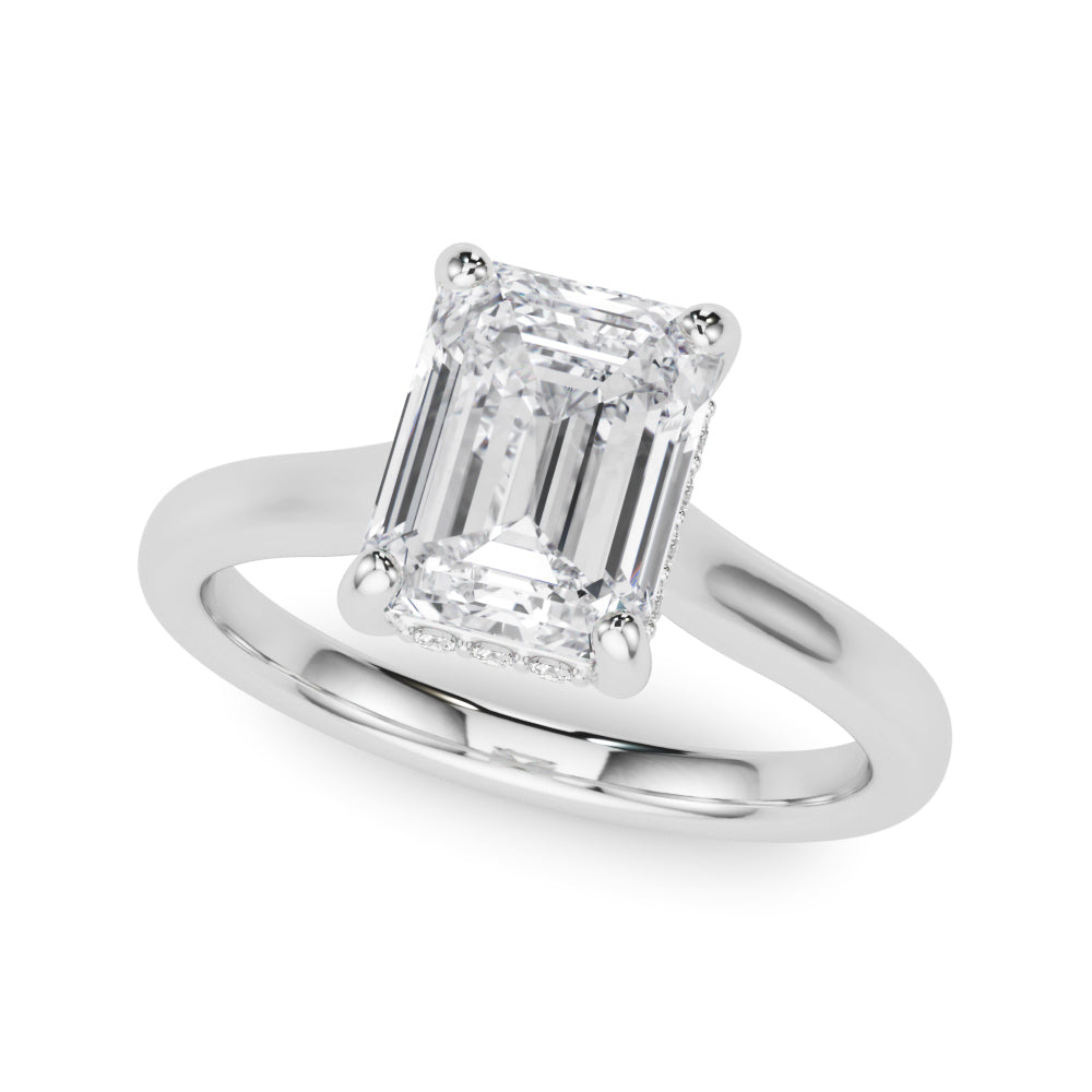 4.00 Carat Emerald Cut Lab-Grown Diamond Hidden Halo Engagement Ring in 14K Gold – IGI Certified