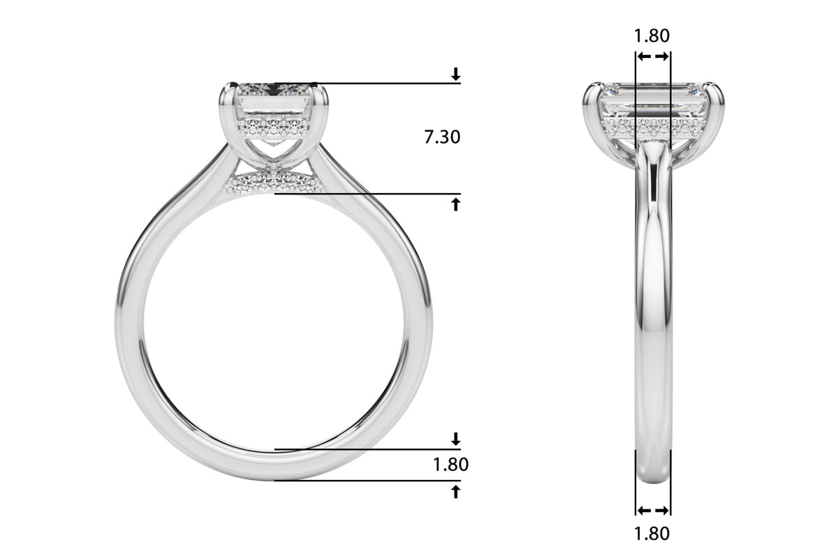 4.00 Carat Emerald Cut Lab-Grown Diamond Hidden Halo Engagement Ring in 14K Gold – IGI Certified