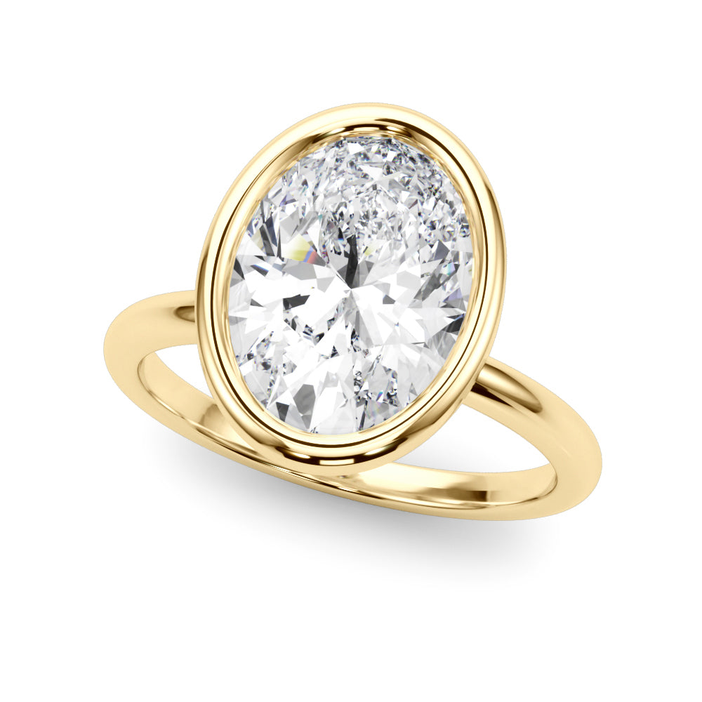 3.50 Carat Oval Lab-Grown Diamond Bezel Solitaire Engagement Ring in 14K Gold – IGI Certified