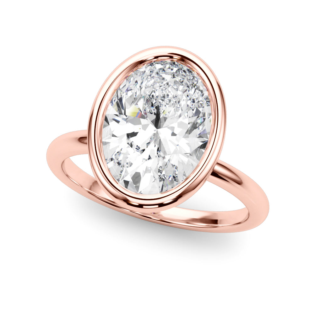 3.50 Carat Oval Lab-Grown Diamond Bezel Solitaire Engagement Ring in 14K Gold – IGI Certified