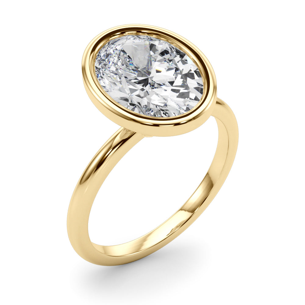 3.50 Carat Oval Lab-Grown Diamond Bezel Solitaire Engagement Ring in 14K Gold – IGI Certified