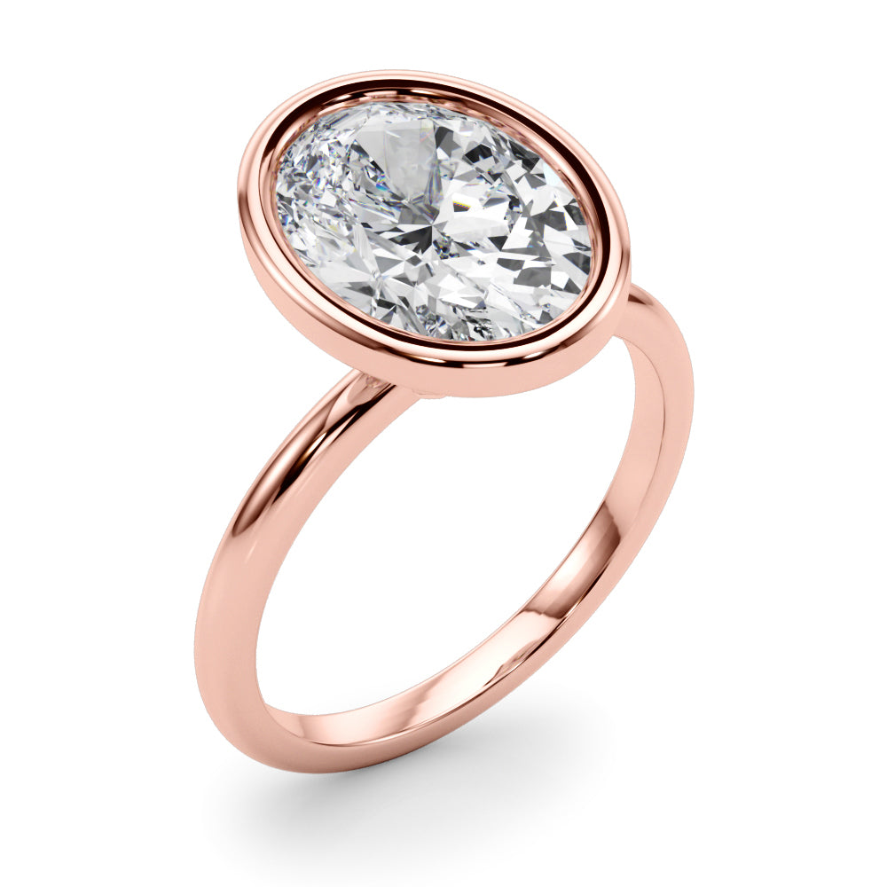 3.50 Carat Oval Lab-Grown Diamond Bezel Solitaire Engagement Ring in 14K Gold – IGI Certified