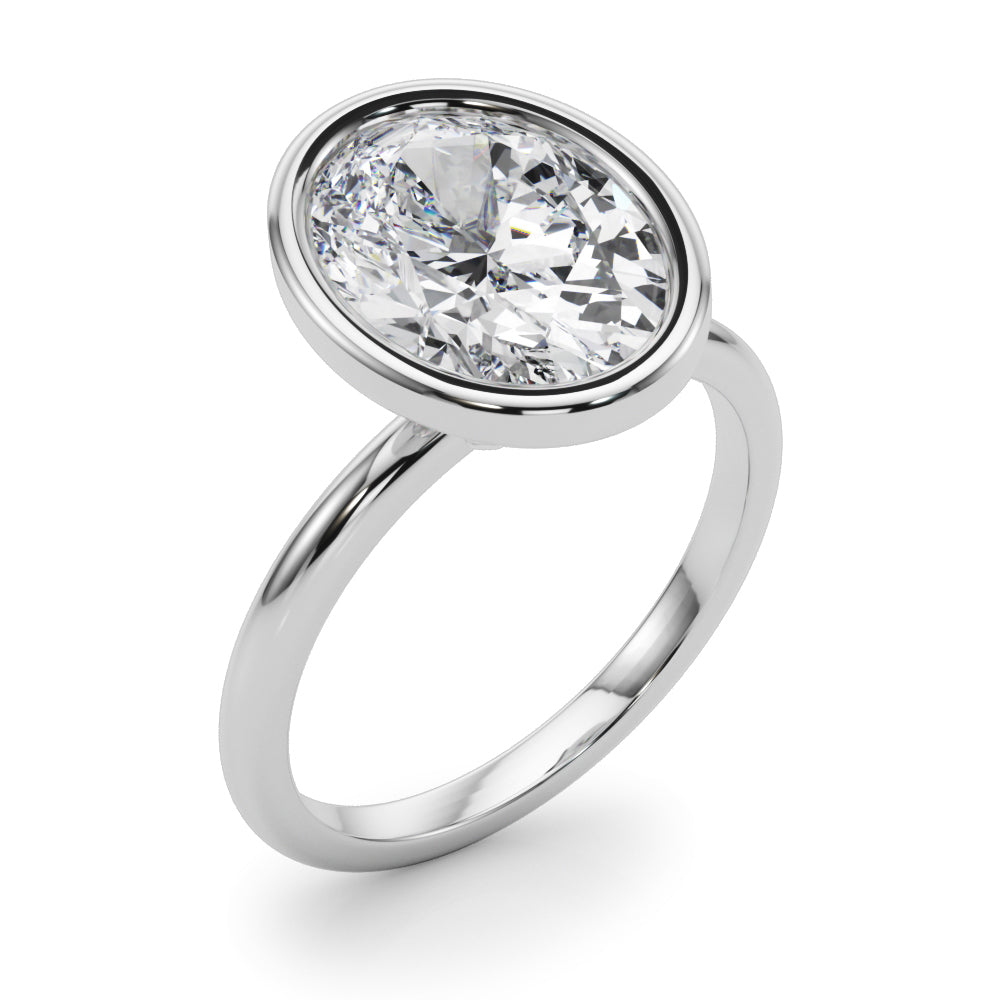 3.50 Carat Oval Lab-Grown Diamond Bezel Solitaire Engagement Ring in 14K Gold – IGI Certified