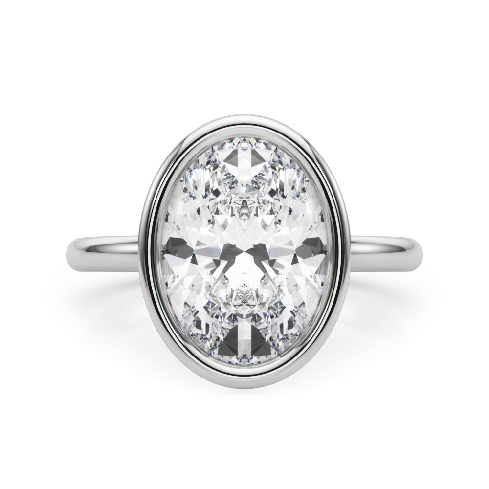3.50 Carat Oval Lab-Grown Diamond Bezel Solitaire Engagement Ring in 14K Gold – IGI Certified
