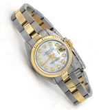 ROLEX DATEJUST 69173 LADIES WATCH WHITE MOP DIAMOND DIAL FLUTED OYSTER BAND.