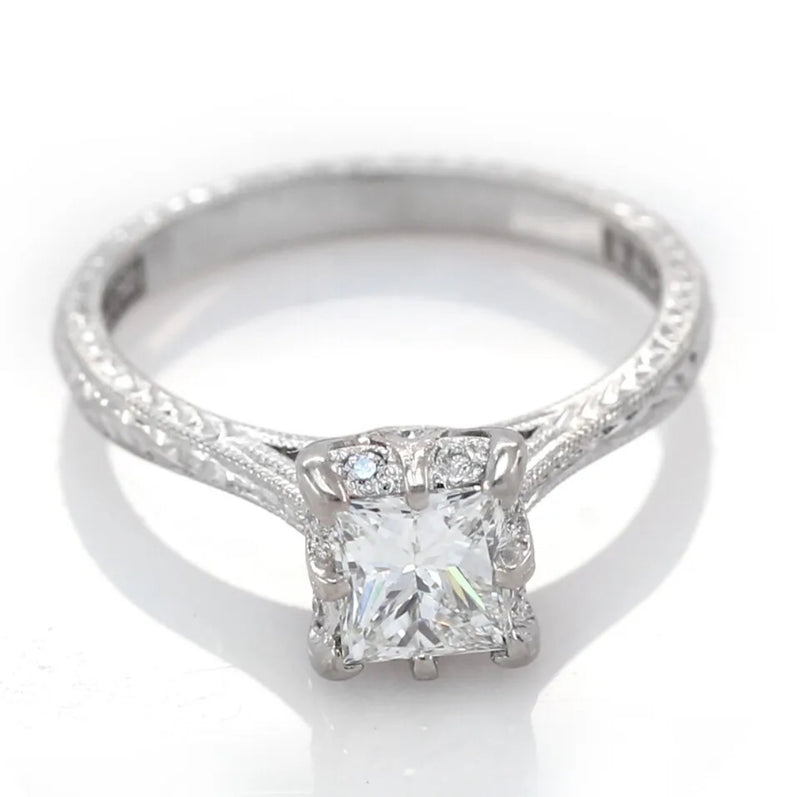 TACORI 18K White Gold Princess Engagement Ring Retail $7500