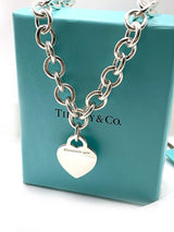 Please Return to Tiffany & Co Silver New York 925 Heart Tag Necklace 15.5"