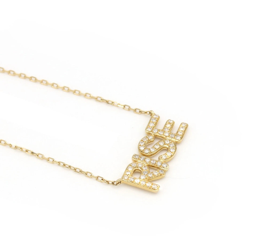RISE Diamond Necklace - 14K Yellow Gold with Natural Diamonds
