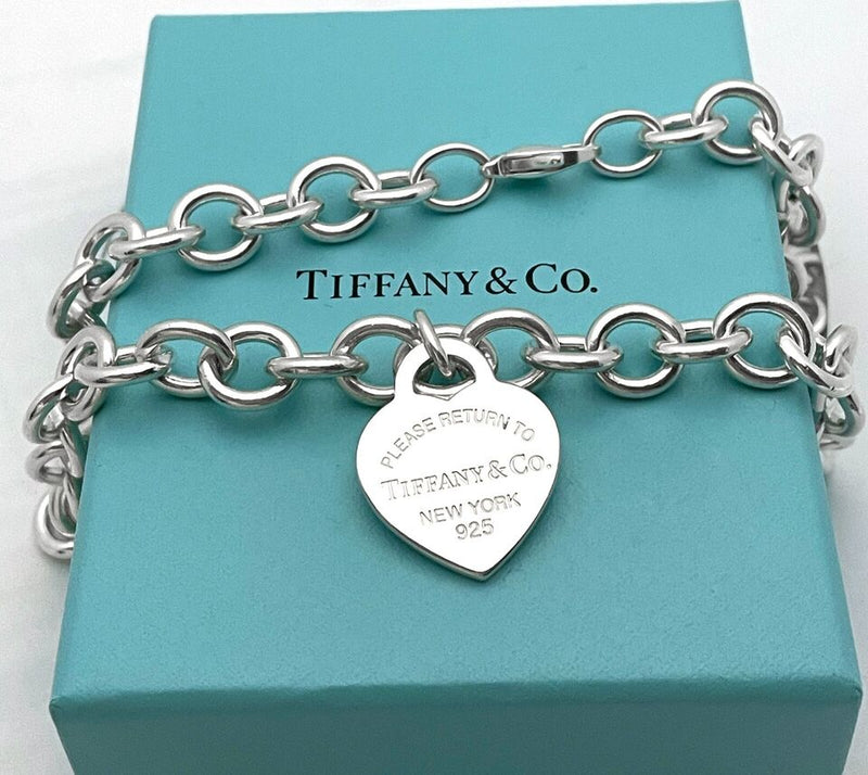 Please Return to Tiffany & Co Silver New York 925 Heart Tag Necklace 15.5"