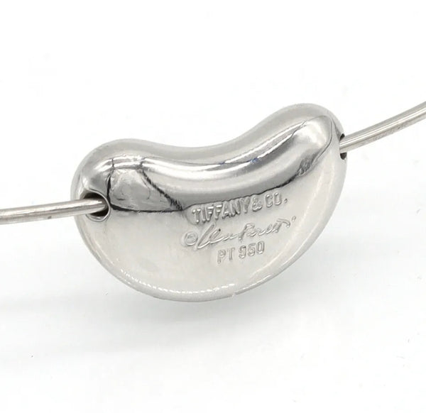 Tiffany & Co. Elsa Peretti Platinum Bean Slide Pendant Wire Necklace