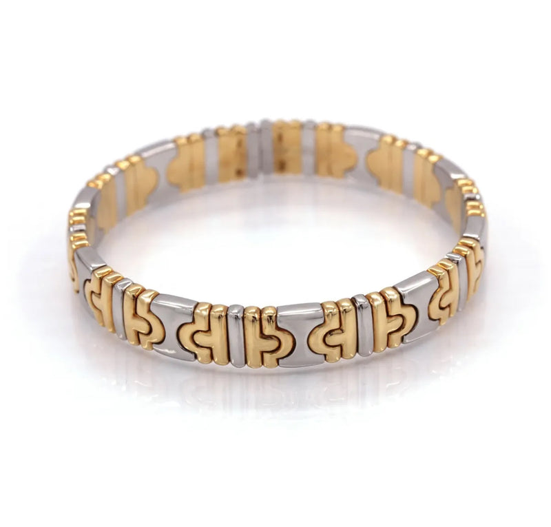 Bvlgari Parentsi Bangle Cuff Bracelet in  18K Yellow & white Gold