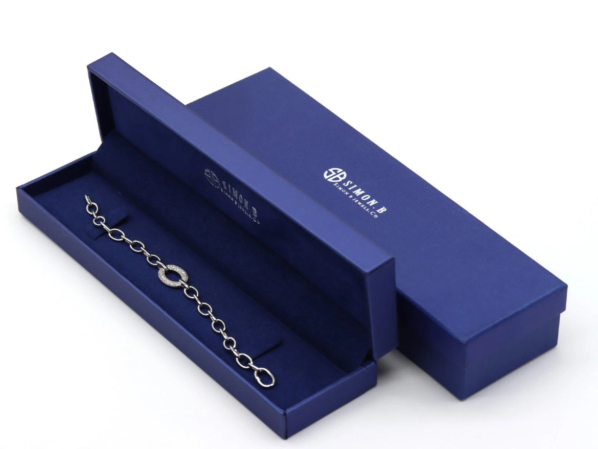 Simon B Jewels 0.61ct Diamond Pavé Oval Link Chain Bracelet 14K Gold - Elegant Gift Box Presentation Luxury Packaging

