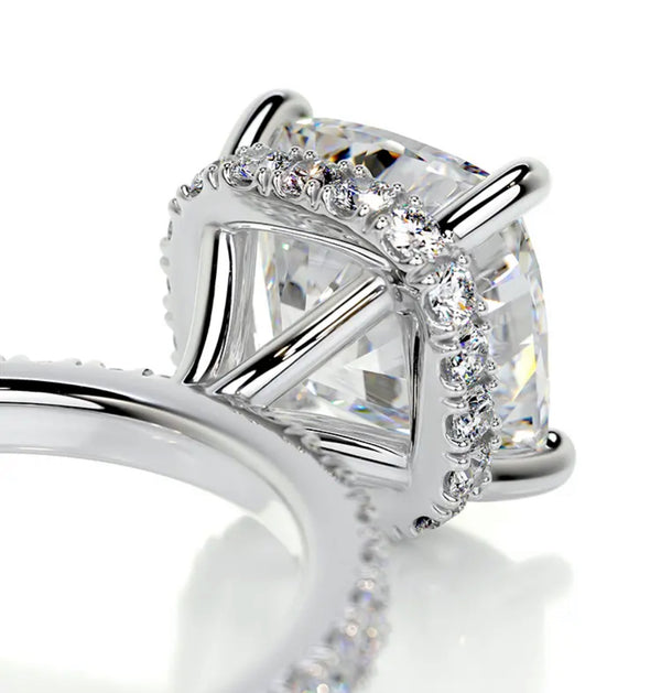 3.55 carat Cushion-cut Lab Grown Diamond Petite Hidden Halo Engagement Ring