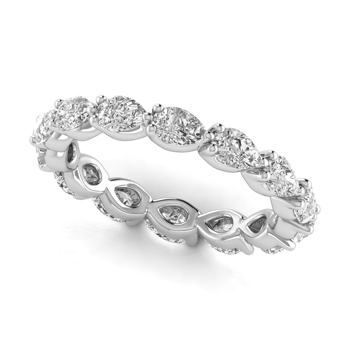 2.00 CTW Pear-Cut Lab-Grown Diamond Eternity Wedding Band in 14K Gold