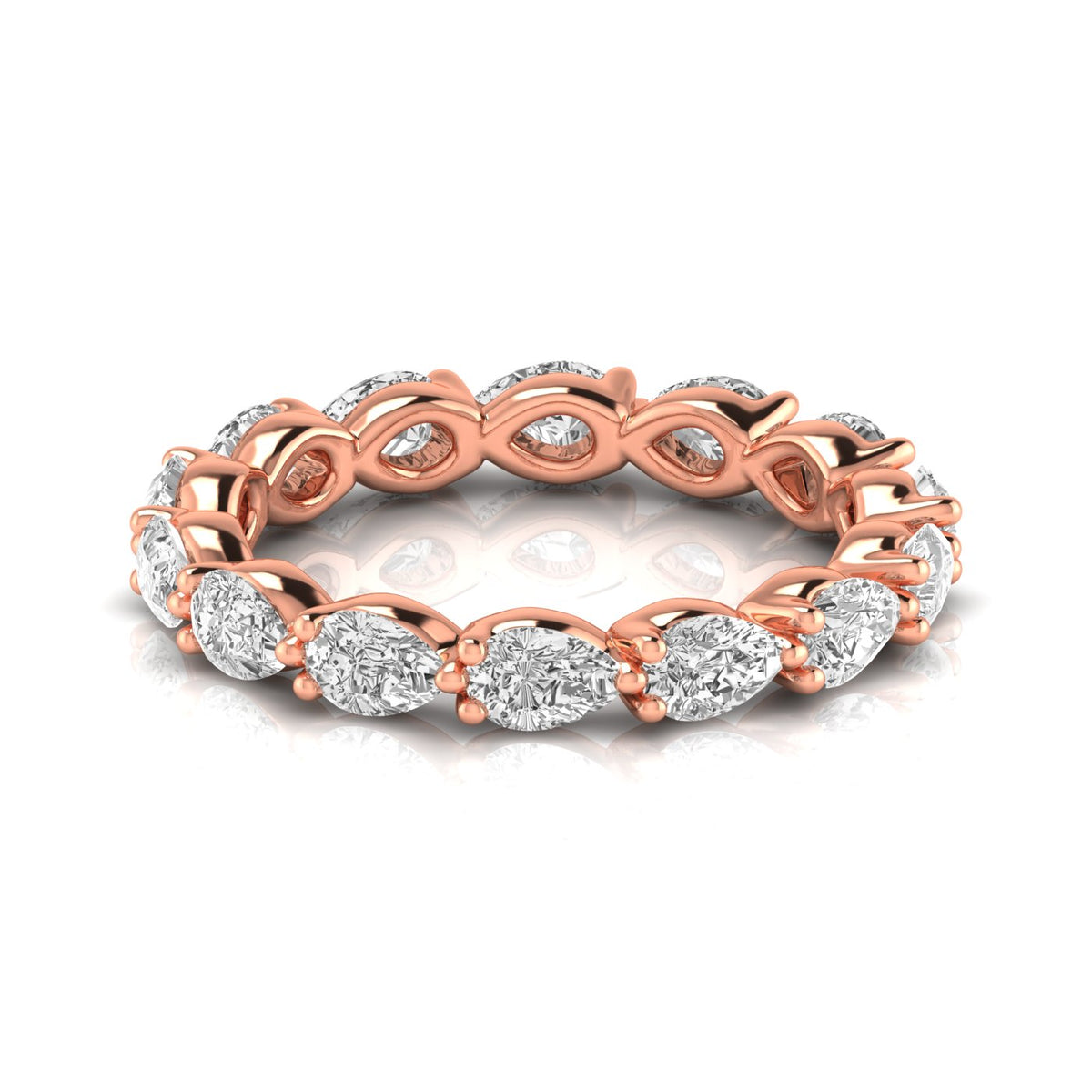2.00 CTW Pear-Cut Lab-Grown Diamond Eternity Wedding Band in 14K Gold