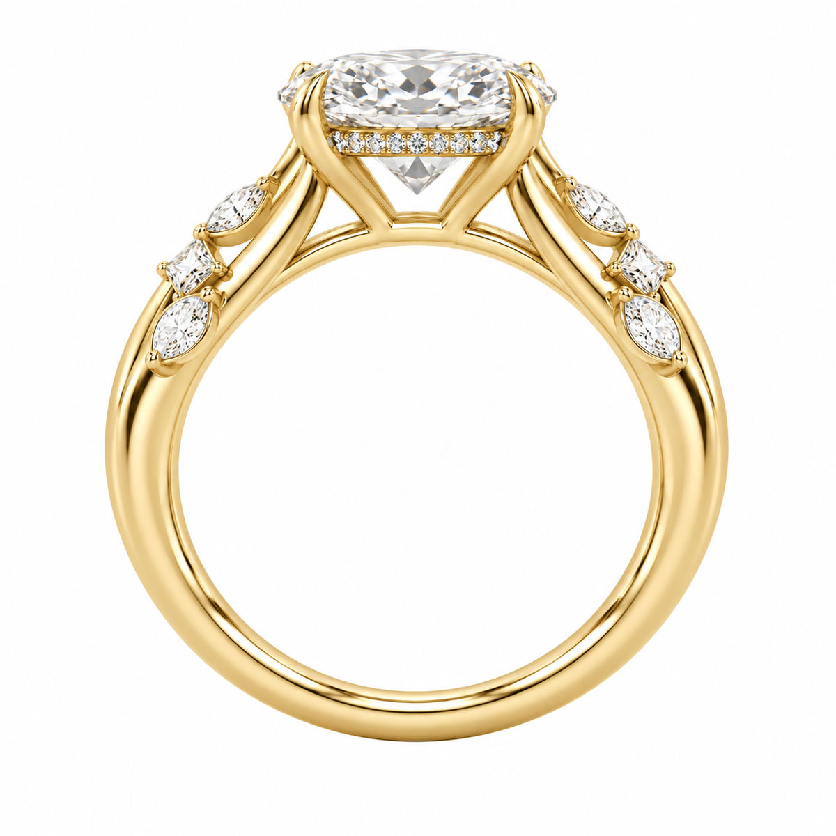 5.00 Carat Oval Lab-Grown Diamond Split Shank Engagement Ring – 14K Yellow Gold