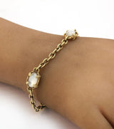 Judith Ripka Oval Link Bracelet Mother of Pearl in 14k Yellow Gold