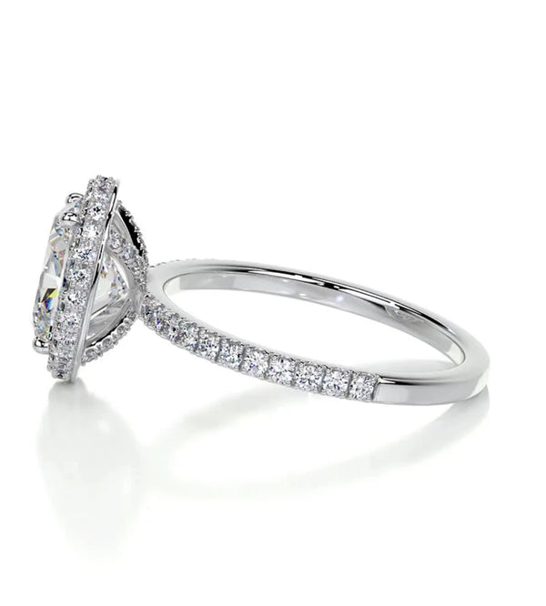 4.50 carat Lab Grown Oval Diamond Hidden Halo Engagement Ring 18k