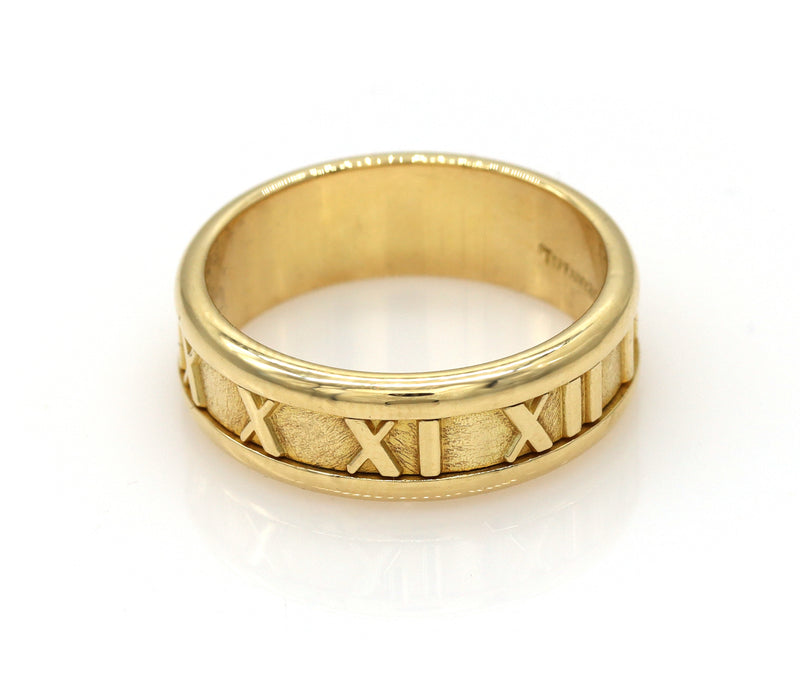 Tiffany & Co 18K Yellow Gold Atlas Roman Numeral Ring