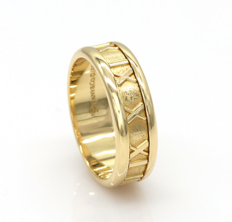 Tiffany & Co 18K Yellow Gold Atlas Roman Numeral Ring