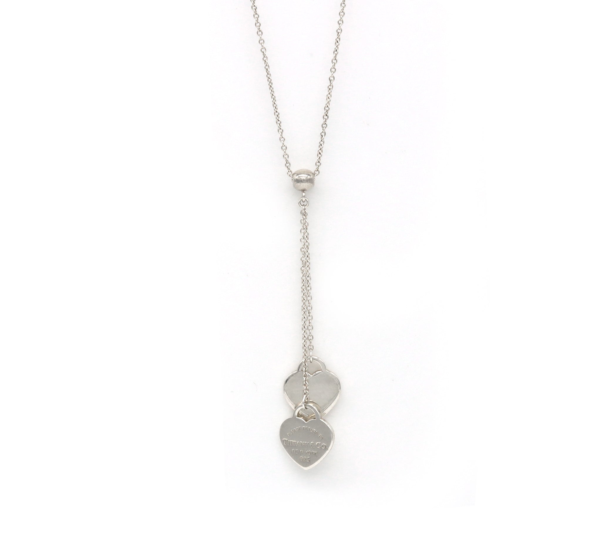Tiffany & Co Return To Tiffany Silver Double Heart Bead Pendant Necklace
