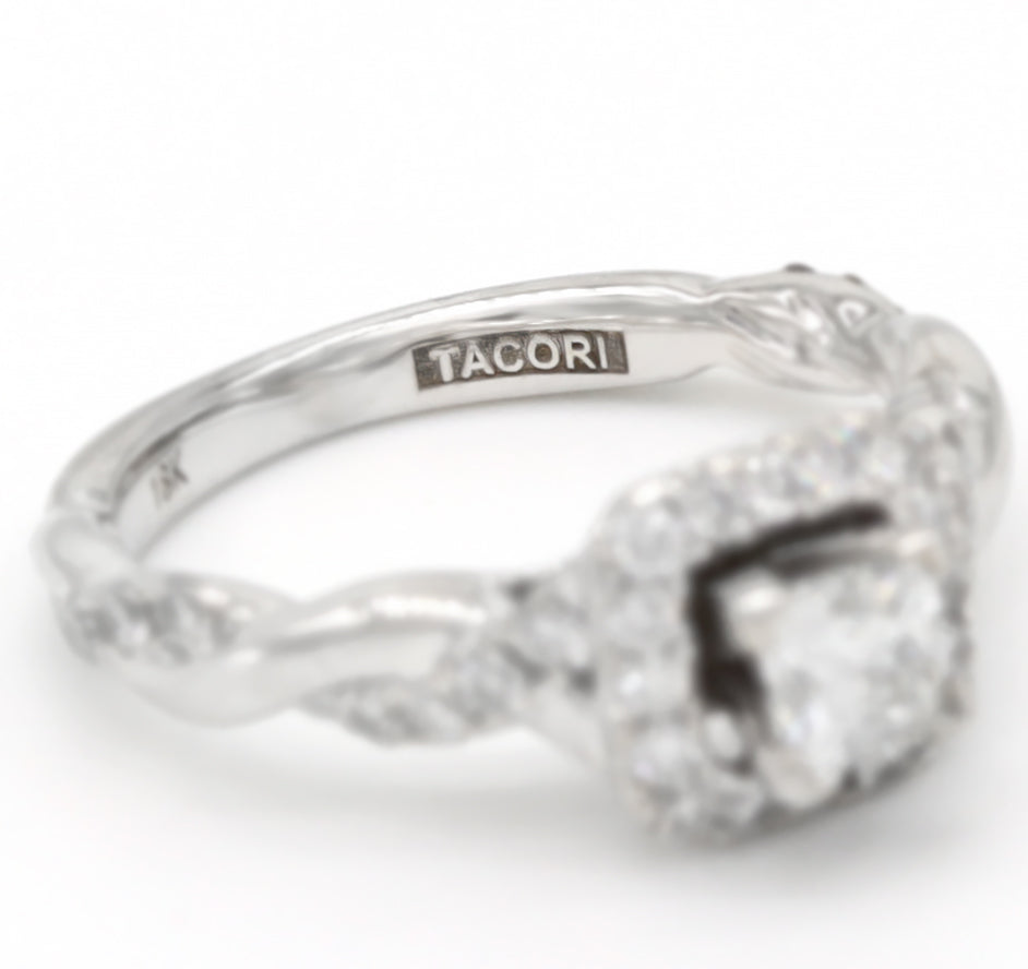TACORI 18K Gold Princess Cut Natural Diamond Engagement Ring Halo Rtl $3400