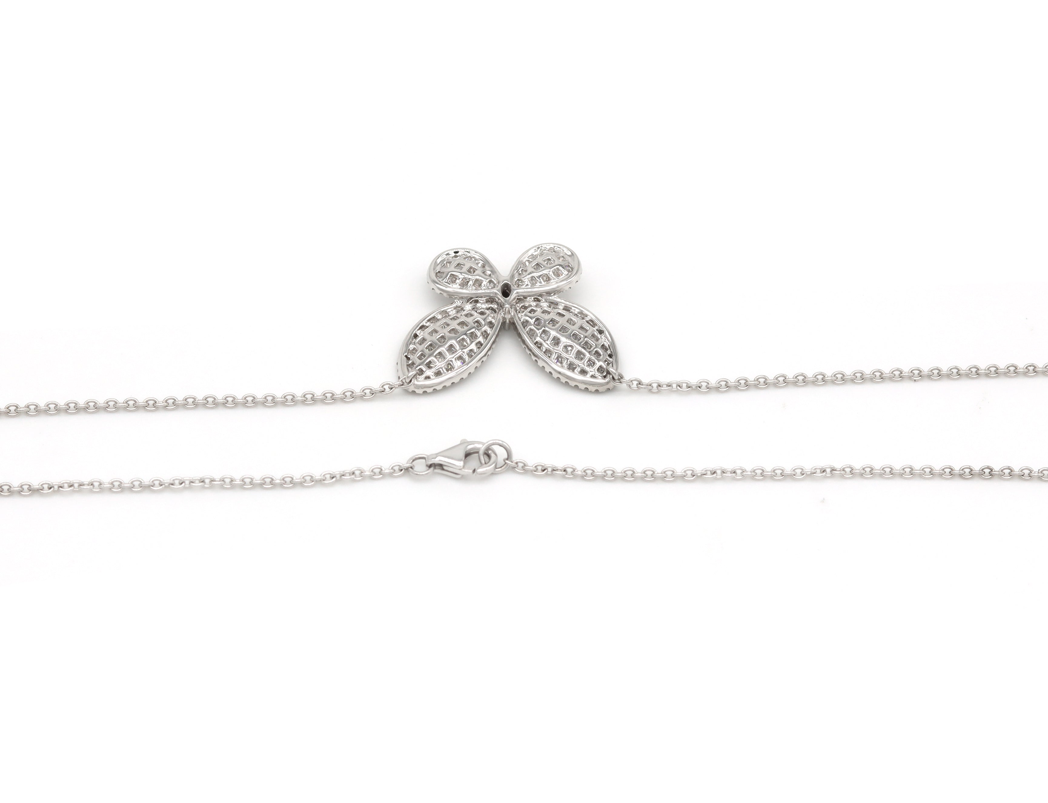 1.84ct Princess Cut Diamond Butterfly Necklace 14K White Gold Pendant 18" Chain G Color SI-VS Clarity Pavé
