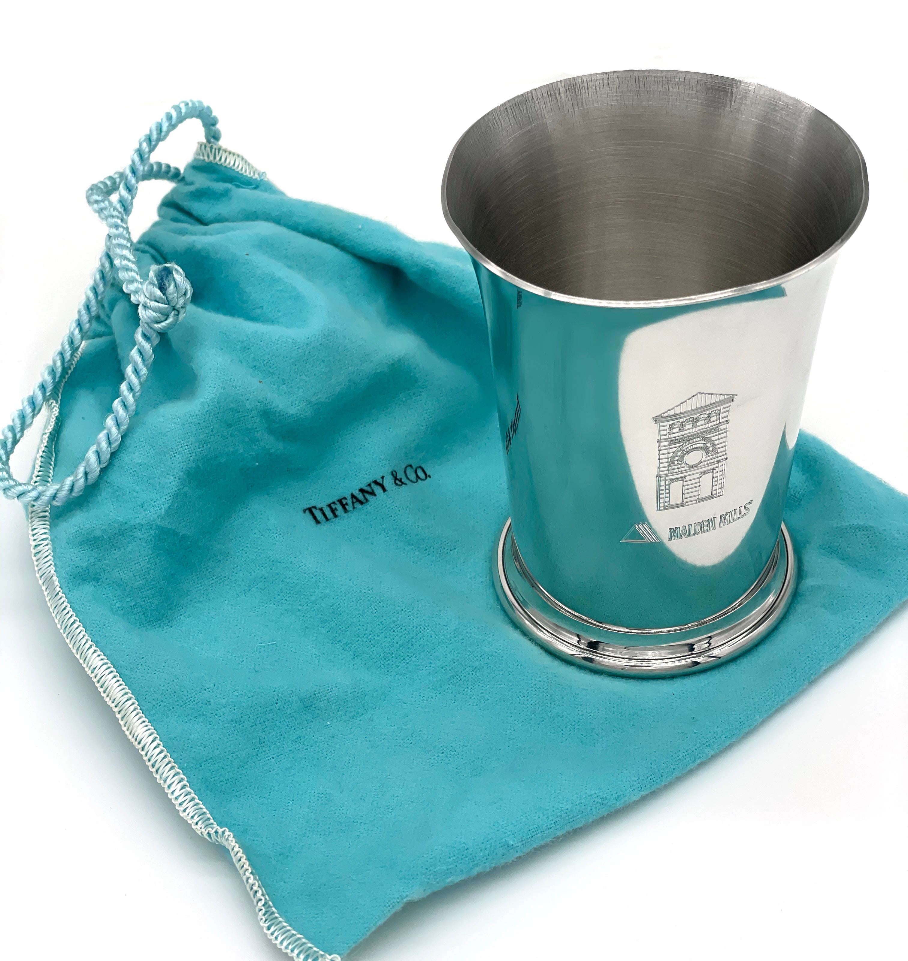 Tiffany & Co Pewter Cup Handcrafted Malden Mills w/Pouch Vintage