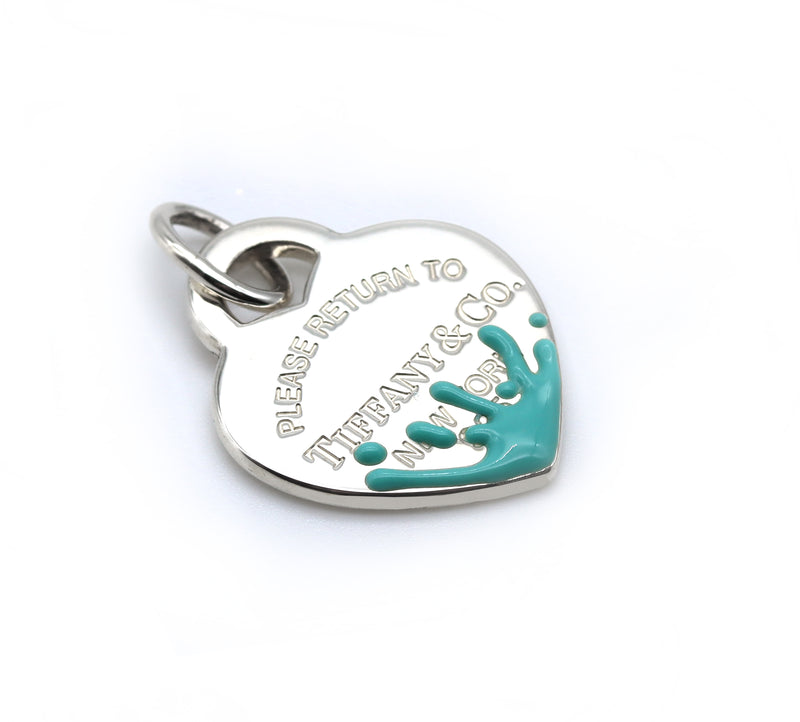 Return to Tiffany Blue Enamel Color Splash Heart Tag Charm or Pendant