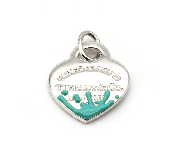 Return to Tiffany Blue Enamel Color Splash Heart Tag Charm or Pendant