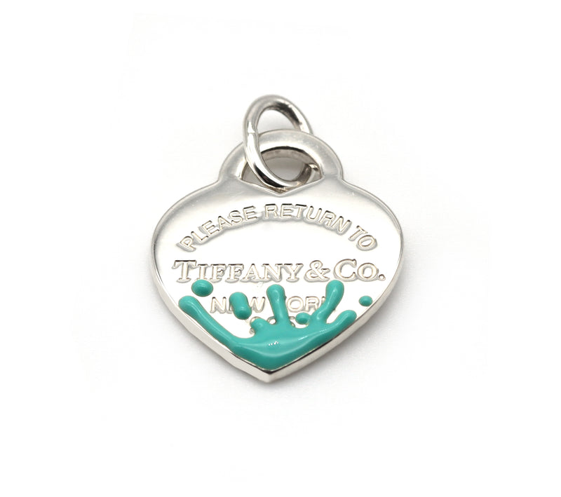 Return to Tiffany Blue Enamel Color Splash Heart Tag Charm or Pendant