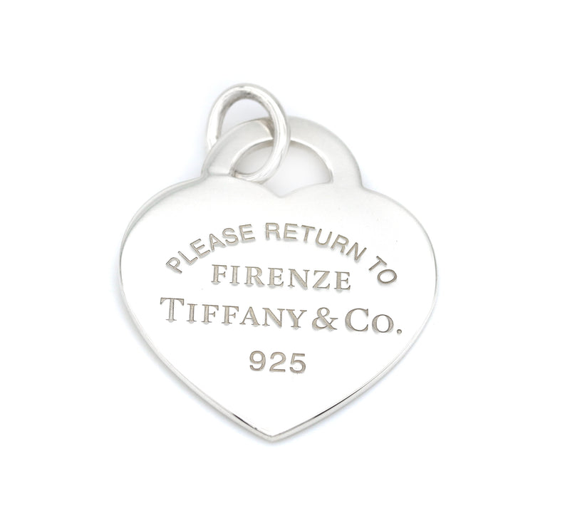Tiffany & Co  Return To Firenze Italy Jumbo XL Heart Charm Pendant Silver 925