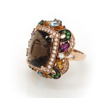 LeVian Smoky Quartz Tsavorite Rhodolite Citrine 14K Rose Gold Cocktail Ring