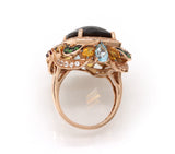 LeVian Smoky Quartz Tsavorite Rhodolite Citrine 14K Rose Gold Cocktail Ring