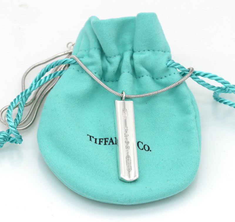 TIFFANY & CO. 1837 Bar Pendant Necklace Chain Sterling Silver 925