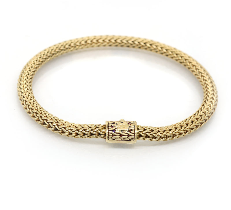 John Hardy 18K Gold Medium Diamond Pave' Bracelet, Size M