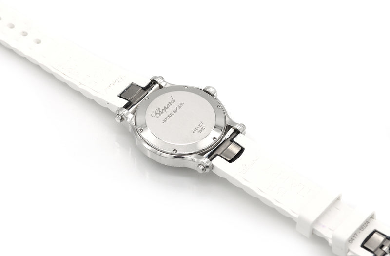 Chopard Happy Sport White Matte Dial Ladies Diamond Watch 278582-3001