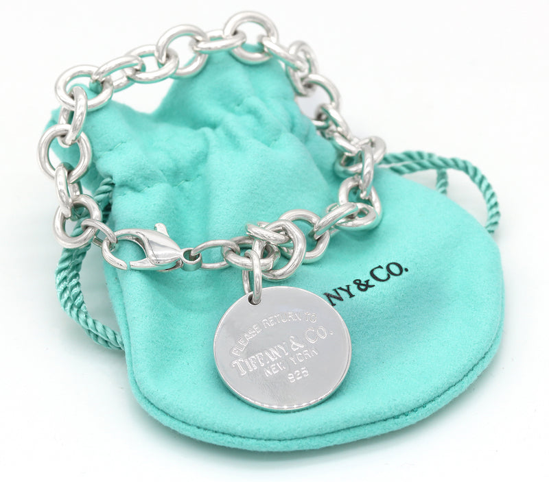 Tiffany & Co. Please Return To Sterling Silver Round Charm Bracelet