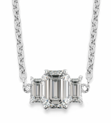 3.00 ct Emerald cut Diamond Pendant & Earrings set in 14k White Gold - Simon B Jewels