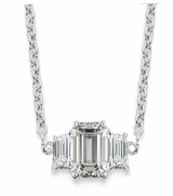 3.00 ct Emerald cut Diamond Pendant & Earrings set in 14k White Gold - Simon B Jewels