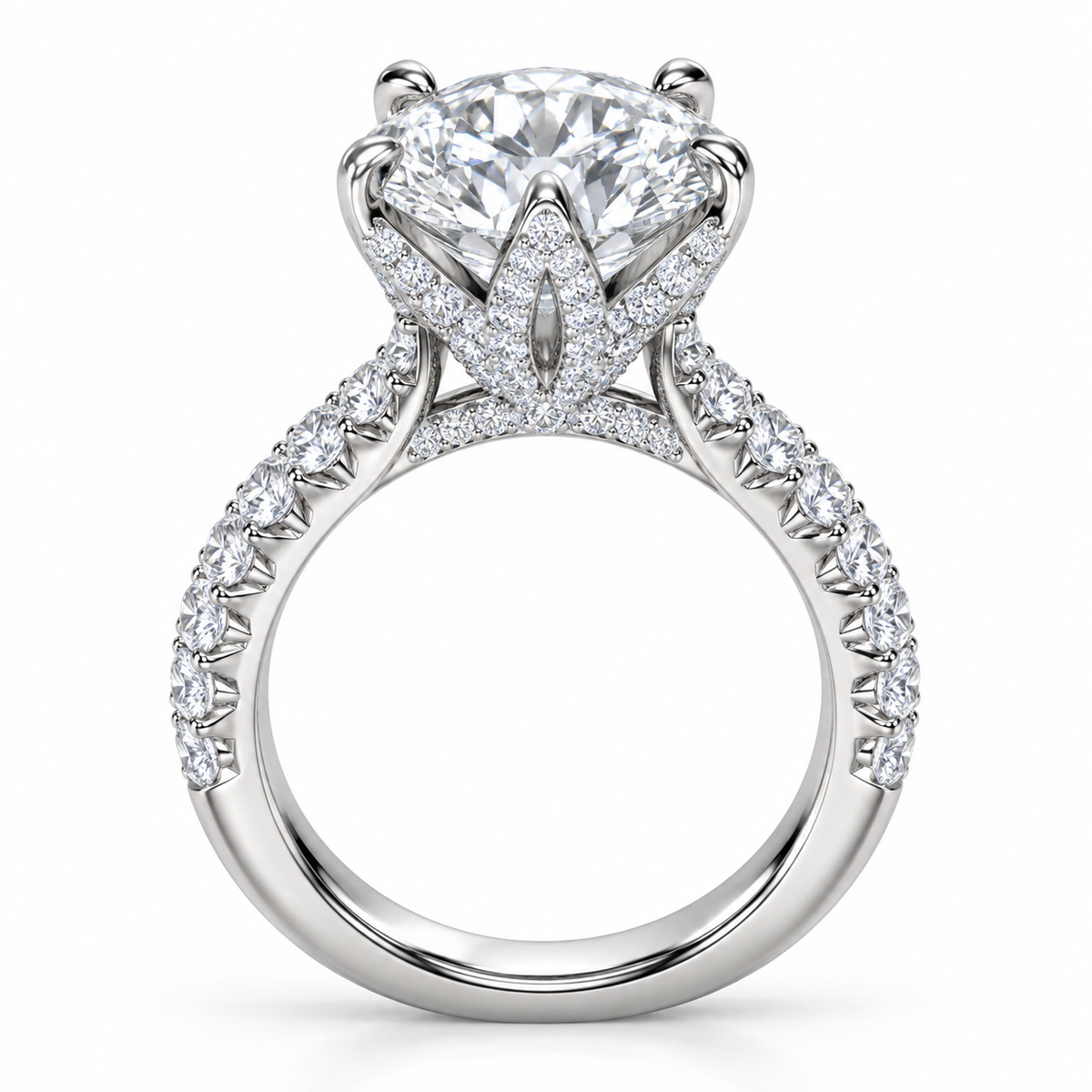 Round lab-grown diamond engagement ring 