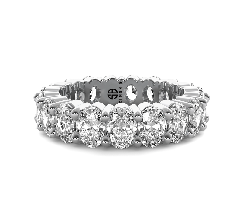 4.00 CT. Oval shaped F-VS Diamond Eternity Band 14k White Gold