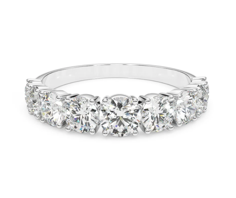 1.75 Carat Round Diamond Graduated Wedding Band Anniversary Ring 14k White Gold