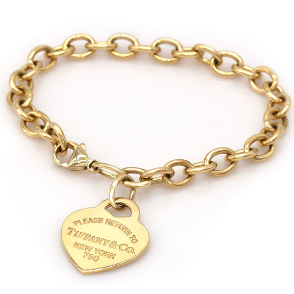 TIFFANY & Co. 18K Gold Return to Tiffany Heart Tag Charm Bracelet