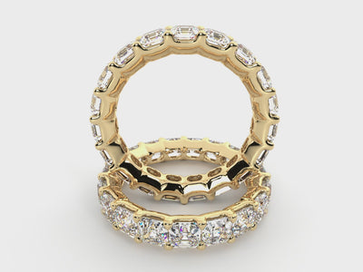 Video showcasing the 14K yellow gold Asscher-cut lab-grown diamond eternity band and open gallery