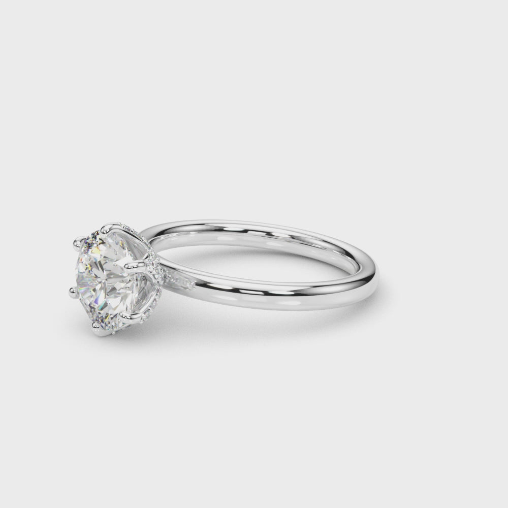 360 video of 6-prong floral diamond engagement ring