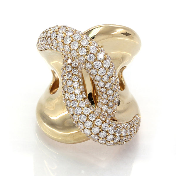 3.18 ct. tw. Round Diamond Bypass Micropave Fashion Ring 18k Yellow Gold